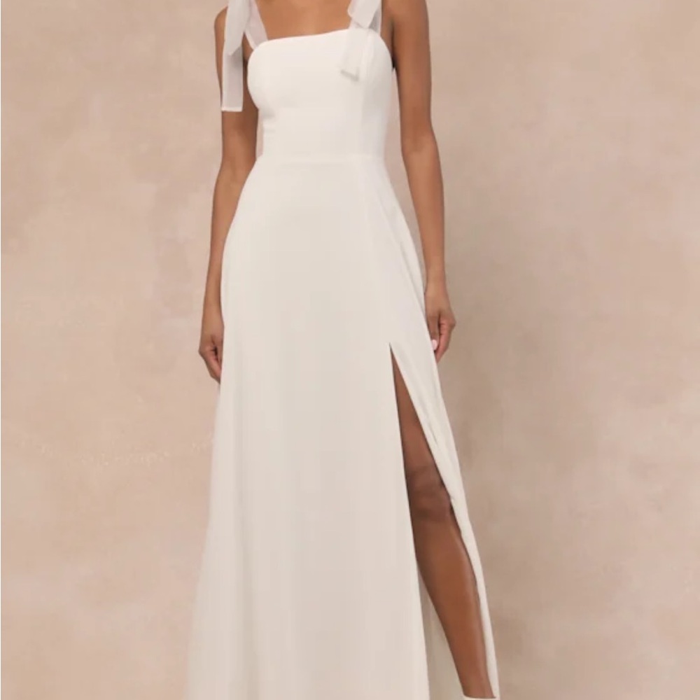 Lulu's White Maxi Dress with Slit